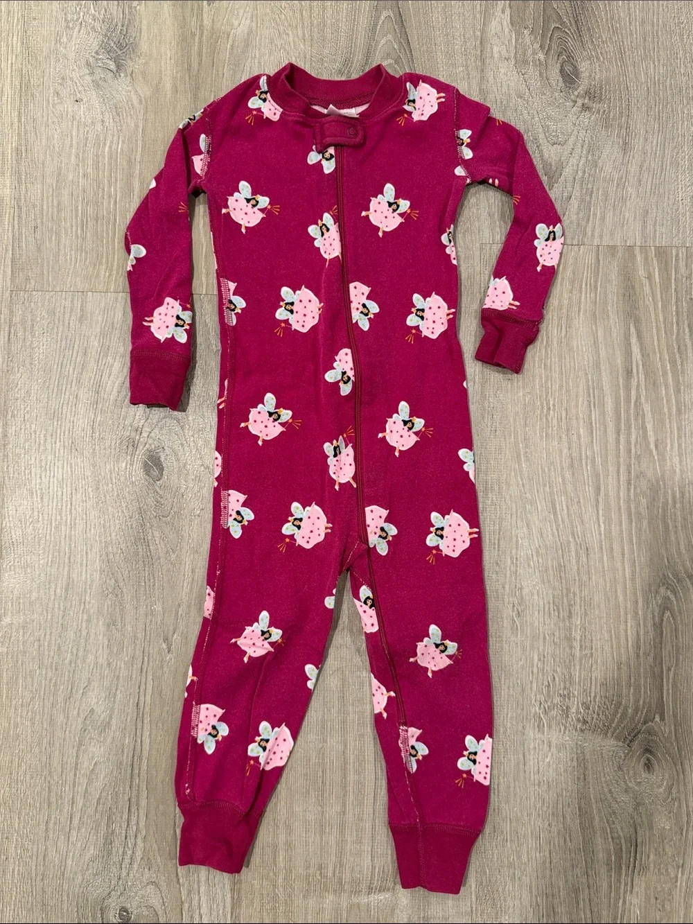 Hanna Andersson Berry Pink fairy Print One-Piece Pajama
